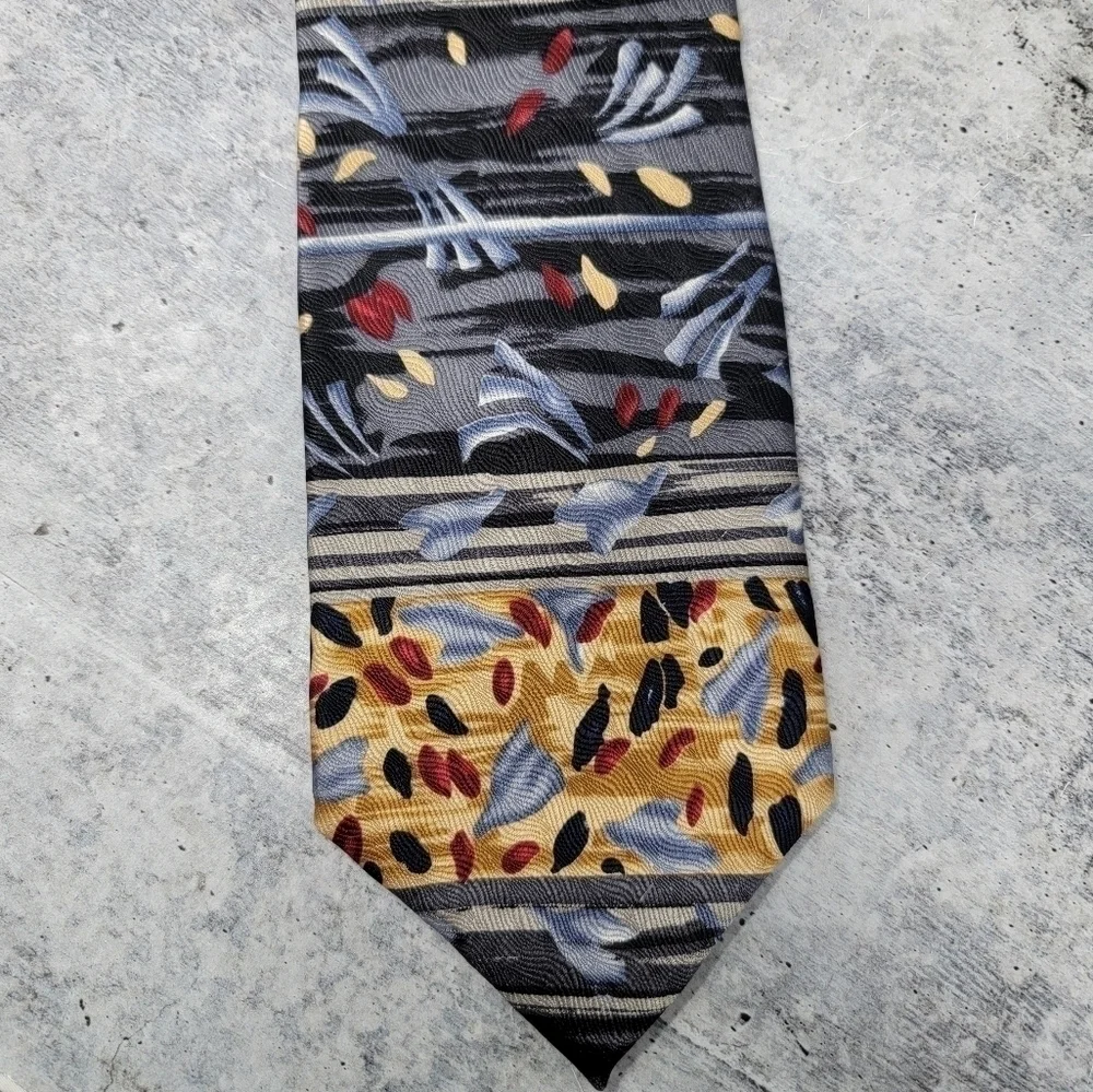 J. Garcia Multicolor Abstract Print Silk Tie